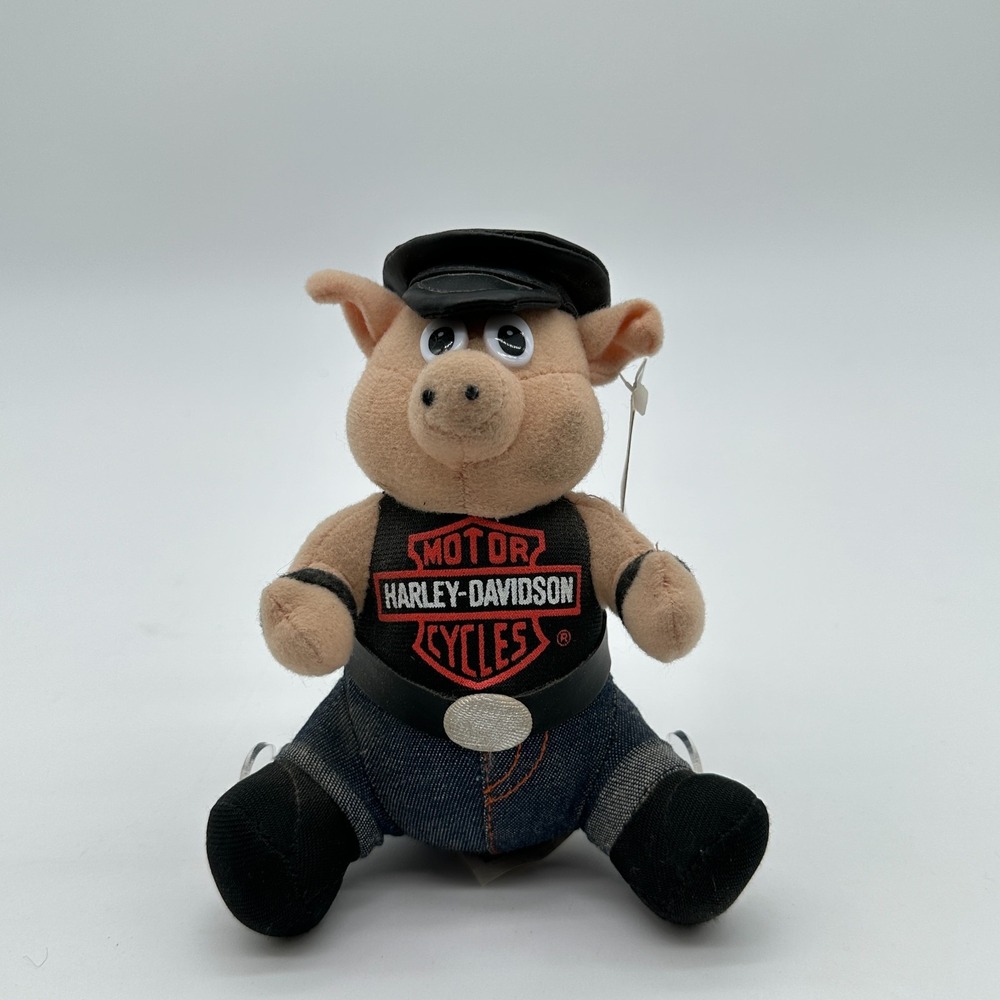 VTG Harley Davidson Plush Pig Hog Biker 1993 Stuffie Toy Deadstock 7in Grunge